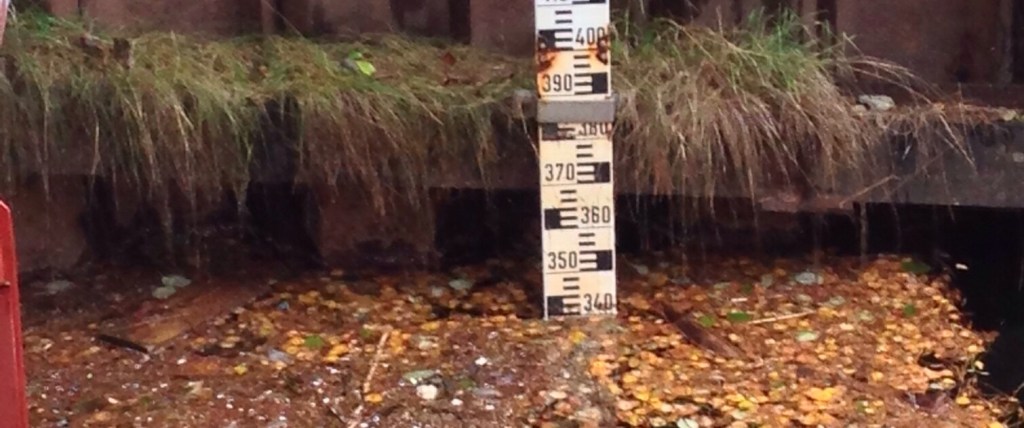 Foto Leo Oras Vattenverket Nolby lördagen den 26/10 2013 kl 11.06 Statkrafts flödesprognos 145 kbm/sek.