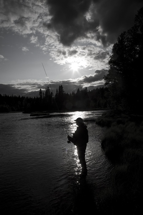 Photo Svanthe Harström Flyfisher in river Ljusnan