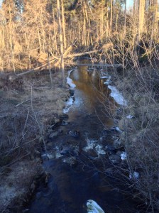 Foto Leo Oras Vaplebäcken nedströms nya bron den 16/3-14