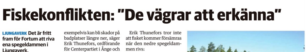 Sundsvalls Tidnings pappersupplaga har skrivit om Fortums agerande den 8/10 2014